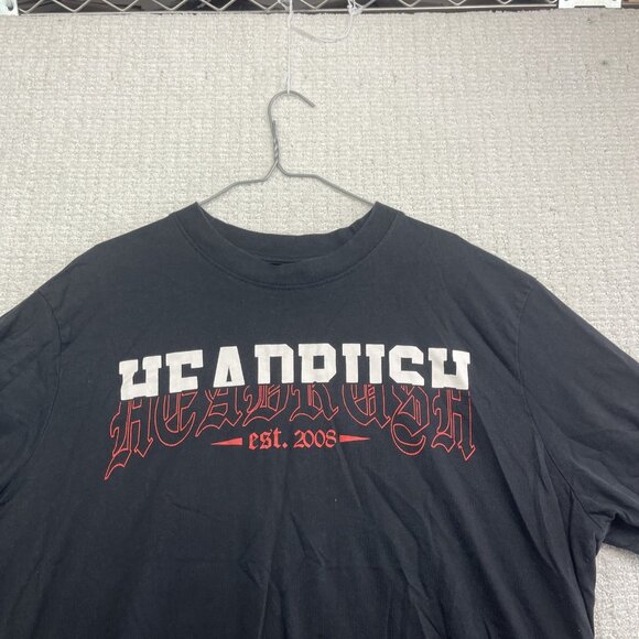 Y2K HEADRUSH T-shirt Men Sz XXL Black Goth Grunge Spell out Logo Est 2008 - Picture 8 of 13
